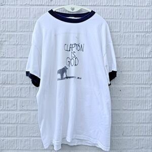 ERIC CLAPTON Vintage Ringer style T Shirt XL Blues Rock Band Tee Clapton Is God